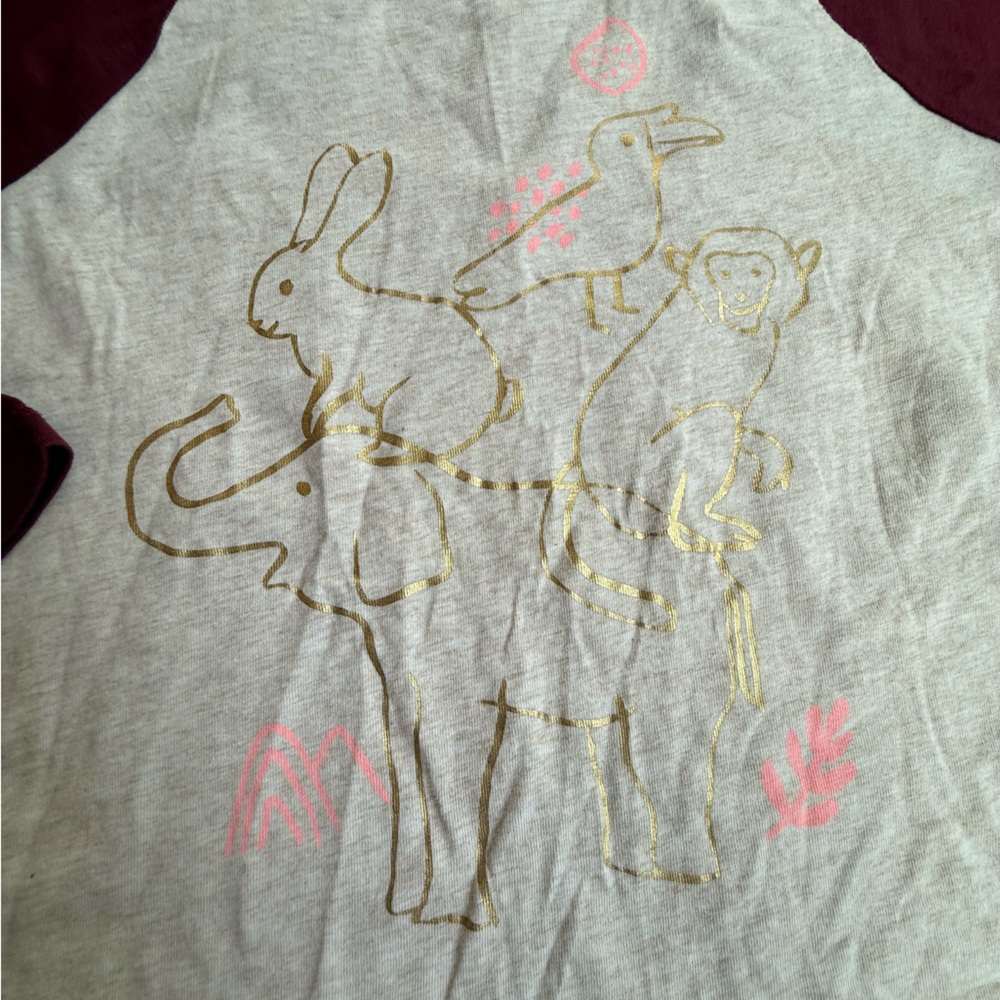 Tea Collection Animal Baseball Tee Size 10 - Picture 2 of 4